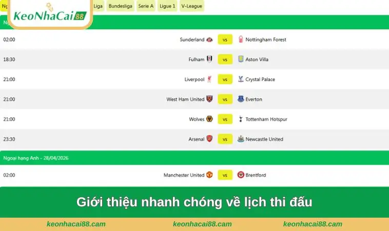 gioi thieu nhanh chong ve lich thi dau Giới thiệu nhanh chóng về lịch thi đấu