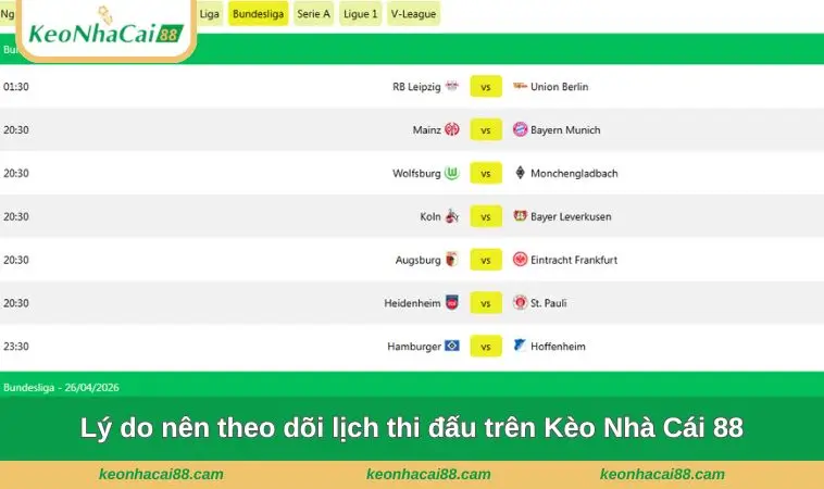 ly do nen theo doi lich thi dau tren keo nha cai 88 Lý do nên theo dõi lịch thi đấu trên Kèo Nhà Cái 88