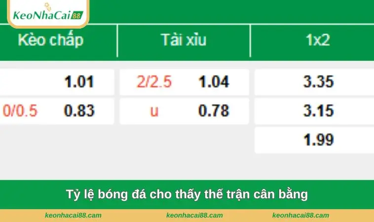 ty le bong da cho thay the tran can bang Tỷ lệ bóng đá cho thấy thế trận cân bằng